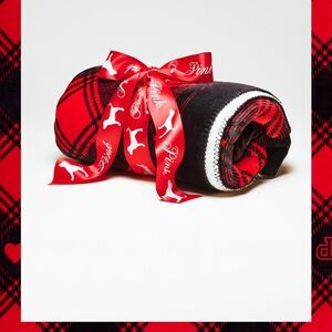 PINK Victoria's Secret Red and Black Plaid Blanket